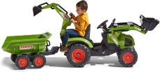 Дитячий трактор на педалях з причепом, переднім та заднім ковшами Falk 1010W CLAAS AXOS (колір - зелений)